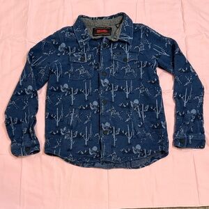 Stylish Kids Blue Cactus Pattern Shirt Jacket